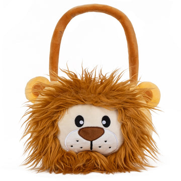 Lion Easter Basket For Kids, Cute Plush Empty Bucket With Small Ears And Handle Egg Hunt Tote Candy Bag Basket For Boys Girlstee