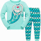 Popshion Little Girls Mermaid Pajamas Set Children Christmas Pjs 100% Cotton Sleepwear Size 2 To 7 Years(Mermaid-30 8T)