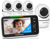 Hellobaby Hb6550 5' Baby Monitor 4 Cameras No Wifi, 26-Hour Battery, Pan-Tilt-Zoom, 1000Ft Range Video Audio Baby Monitor, Eco,