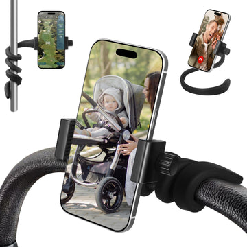 Onedone Stroller Phone Holder - Portable Phone Mount For Baby Stroller, Treadmill, Spin Bike, Desk, Car With Gooseneck Flexible