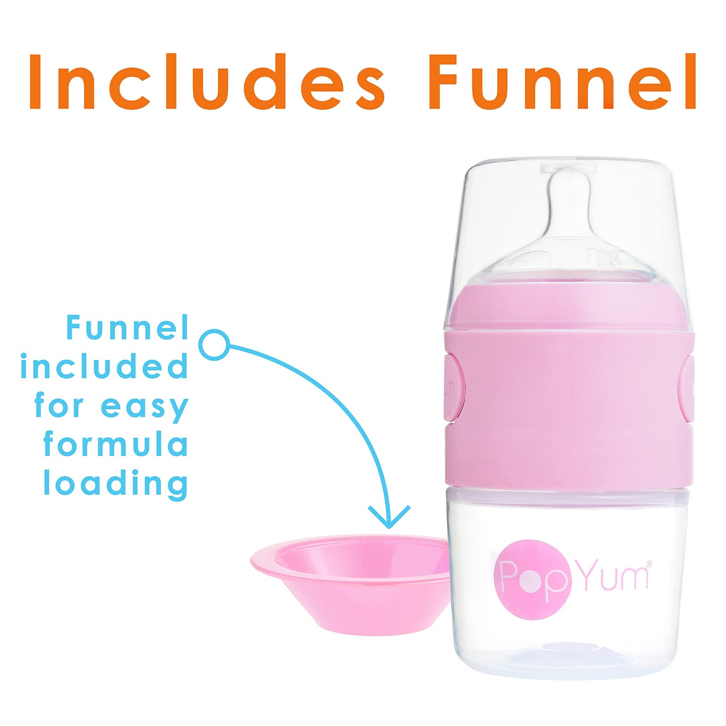 Popyum 5 Oz Pink Anti-Colic Formula Making/Mixing/Dispenser Baby Bottles, 3-Pack (With #1 Nipples)