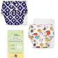 Superbottoms Basic Cloth Diaper Combo | 2 Reusable Diapers + 2 Ultrathin Dry Pads + 5 Disposable Top Sheets | Adjustable, Washab
