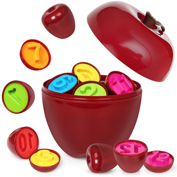 FQKIOMY Apple Toy,Montessori Educational Learning Number Matching & Color Sorting Toys for Toddlers 1-3,Fine Motor Shape Puzzle 