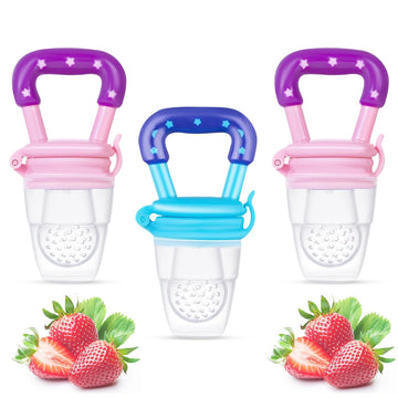 Glun Soft Teether For Infant Baby Pack Of 3 Silicone Baby Feeder, Food & Fruit Feeder For 3 To 12 Months, Bpa Free Anti Choking 