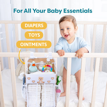 Cradle Star Hanging Diaper Caddy - Baby Shower Gifts Diaper Organizer For Changing Table - Hold 50+ Diapers - Nursery Baby Essen