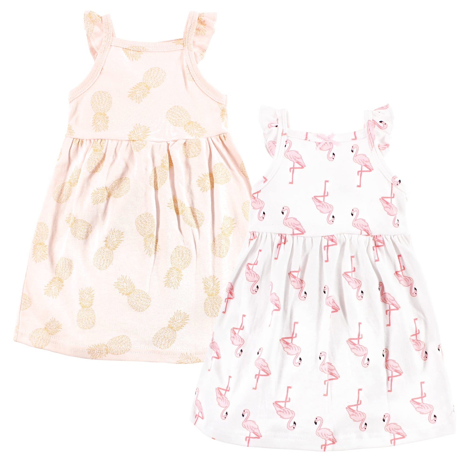 Hudson Baby Baby Girls Cotton Dresses Casual Dress, Flamingo Pineapple, 4T Us