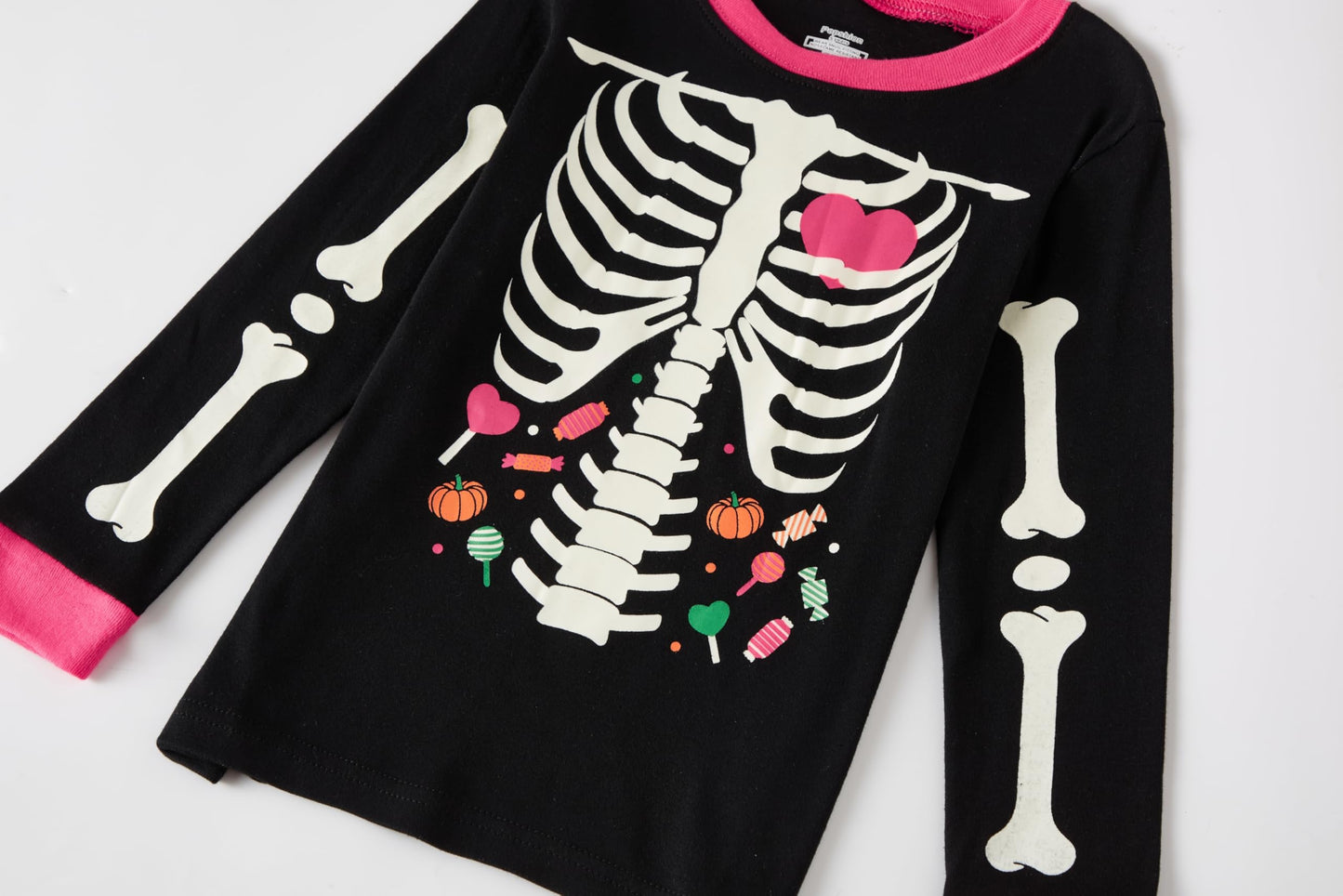 Popshion Halloween Pajamas Set For Toddler Girls Long Sleeve Funny 2 Piece Clothes Kids Skeleton Glow In The Dark Pjs Sleepwear