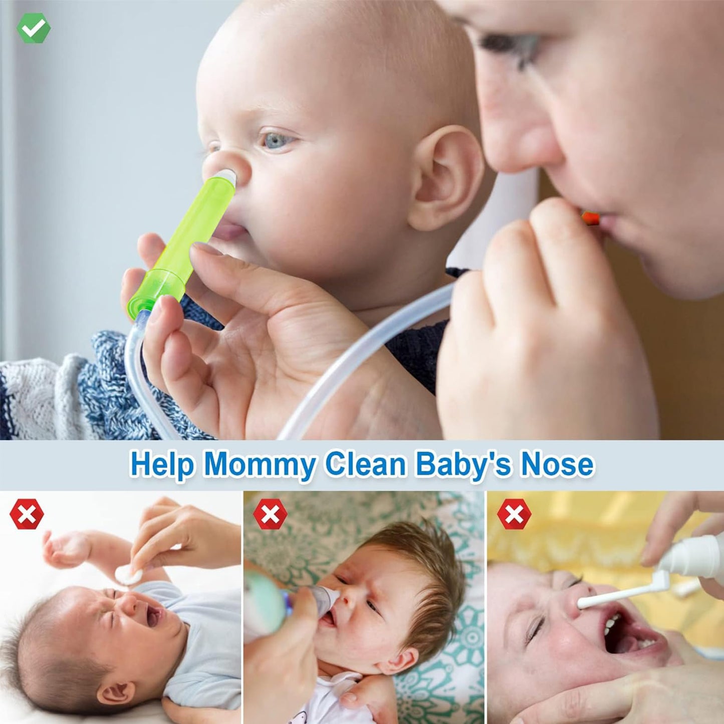 Baby Nasal Aspirator With 24 Filters, Mouth Suction Nasal Congestion Relief For Toddlers, Baby Nose Booger Sucker With 2 Silicon