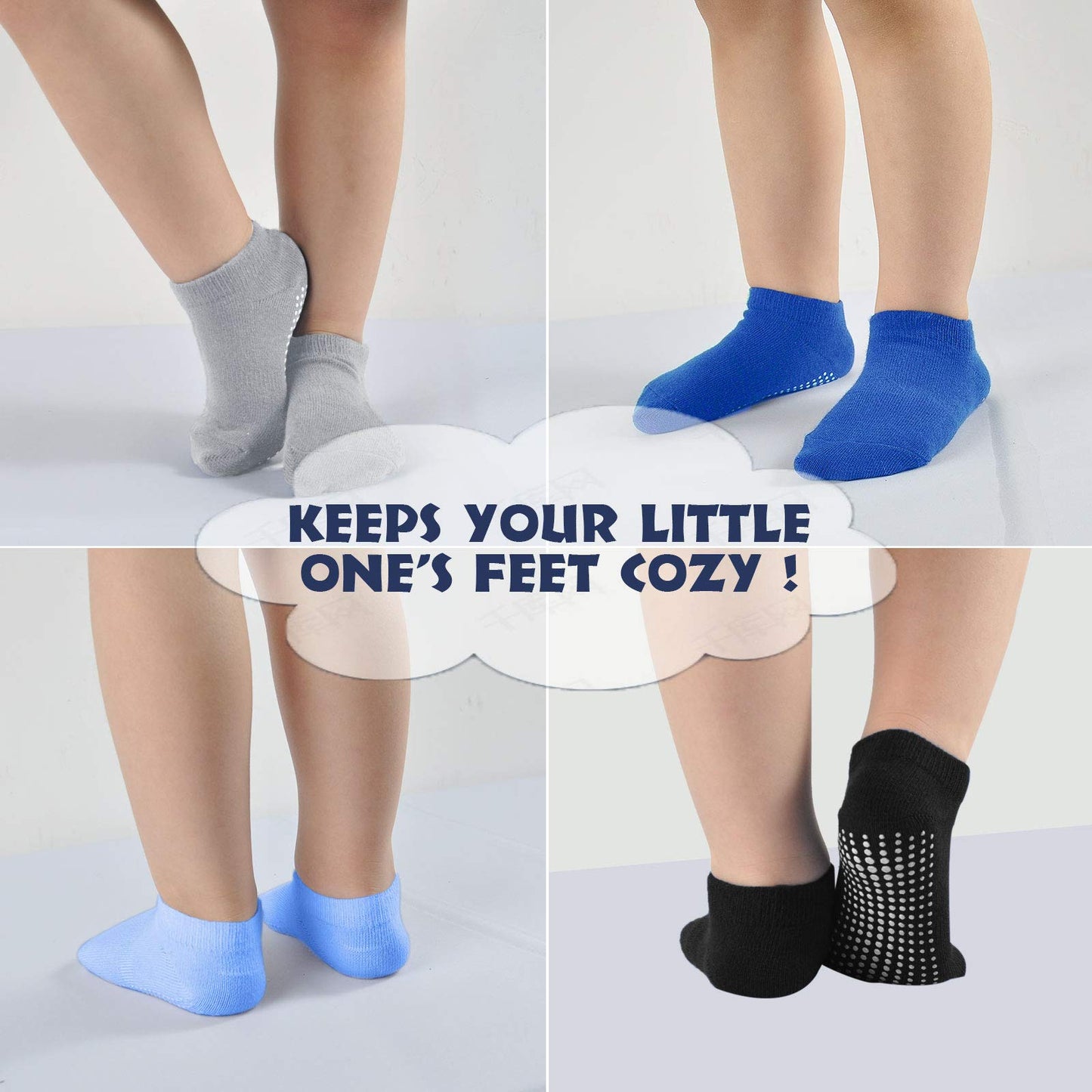 Epeius Baby Socks Low Cut Non-Slip Socks For Newborn Boys Boys Ankle Socks With Grips Value Pack 12 Pairs,Black/White/Grey/Navy/