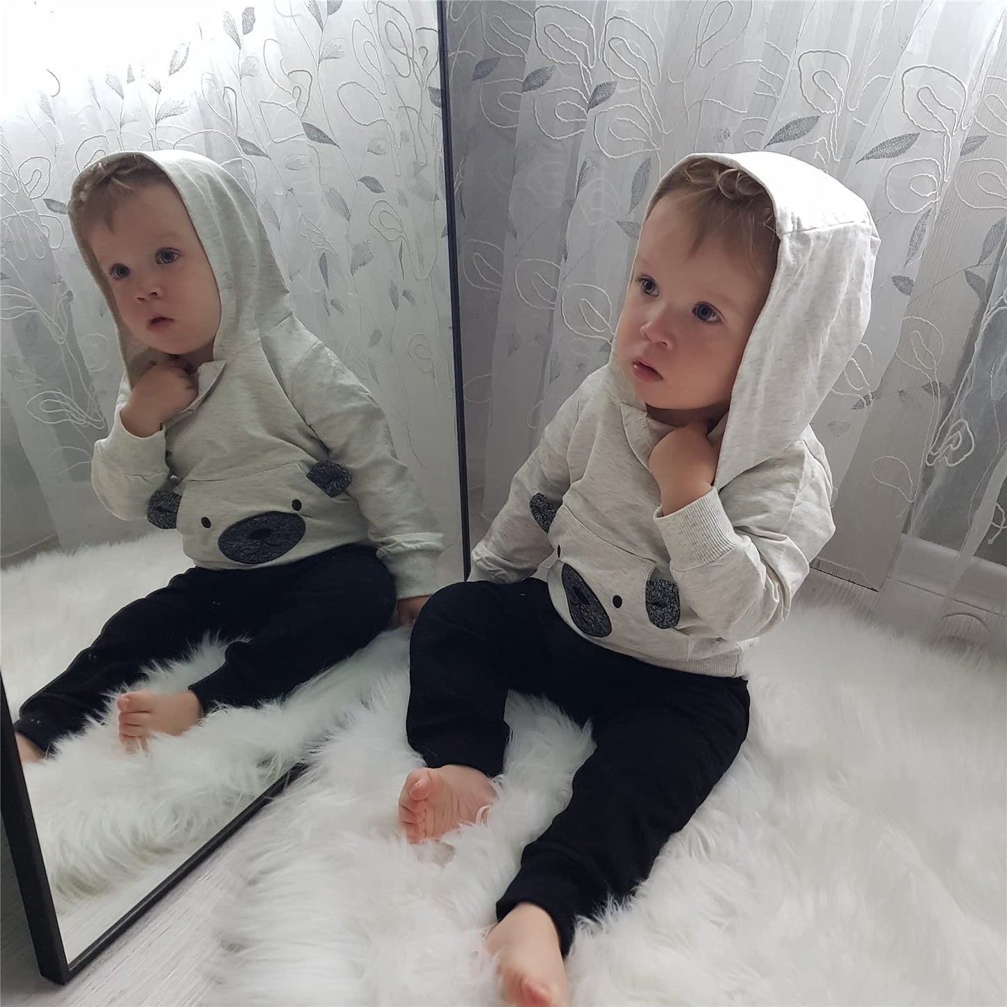 Toddler Infant Baby Boy Clothes Little Bear Long Sleeve Hoodie Tops Sweatsuit Pants Outfit Set (2-3T)