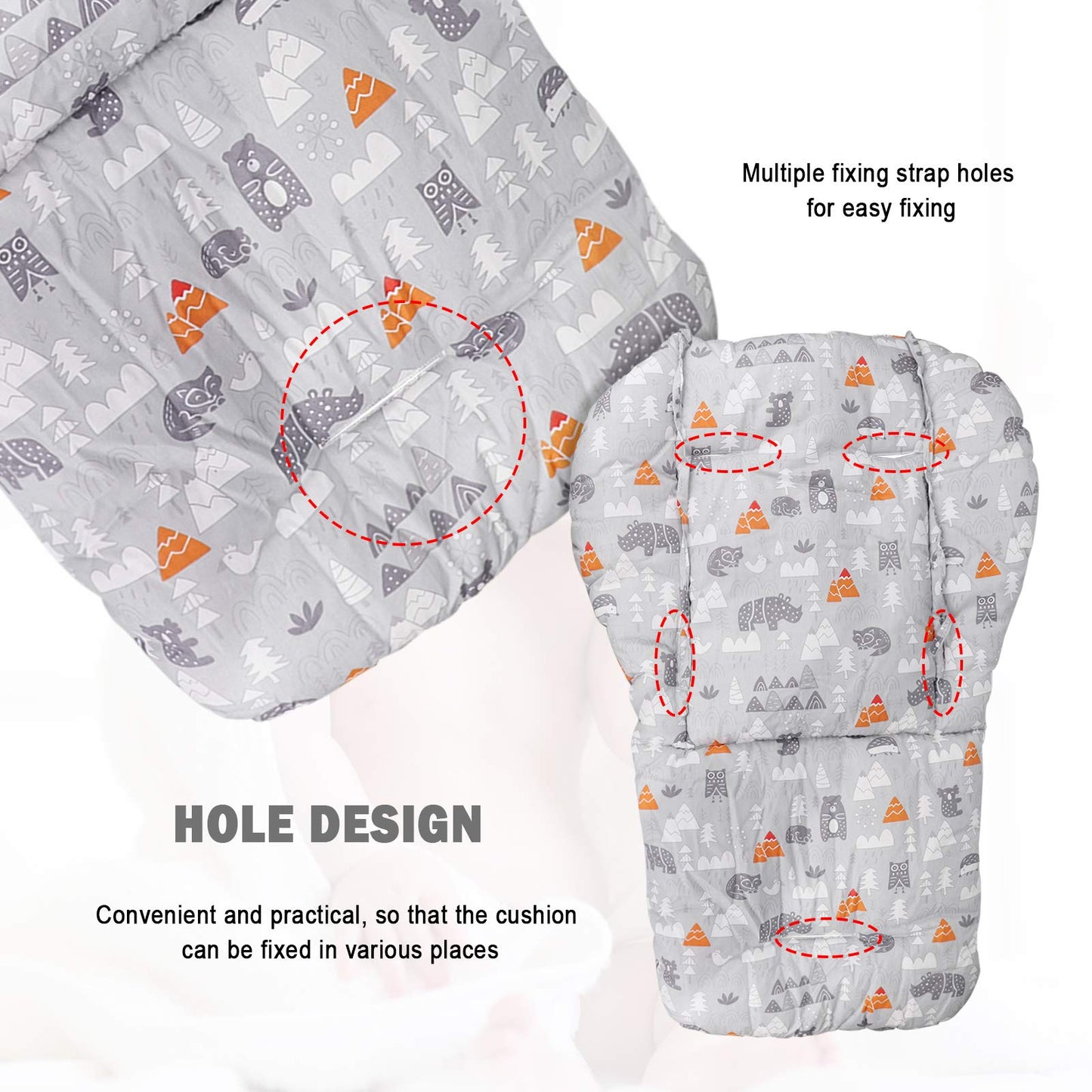 Myusbest Baby High Chair Cushion, Thick Pad For Wooden High Chair, Baby Dining Chair Liner Mat(Er Mat(Grey Forest)