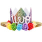 Maticr Baby Girl Glitter 1 2 3 First Birthday Rainbow Flower Crown Hat Floral Tiara Headband For Photo Prop (Letter Two)