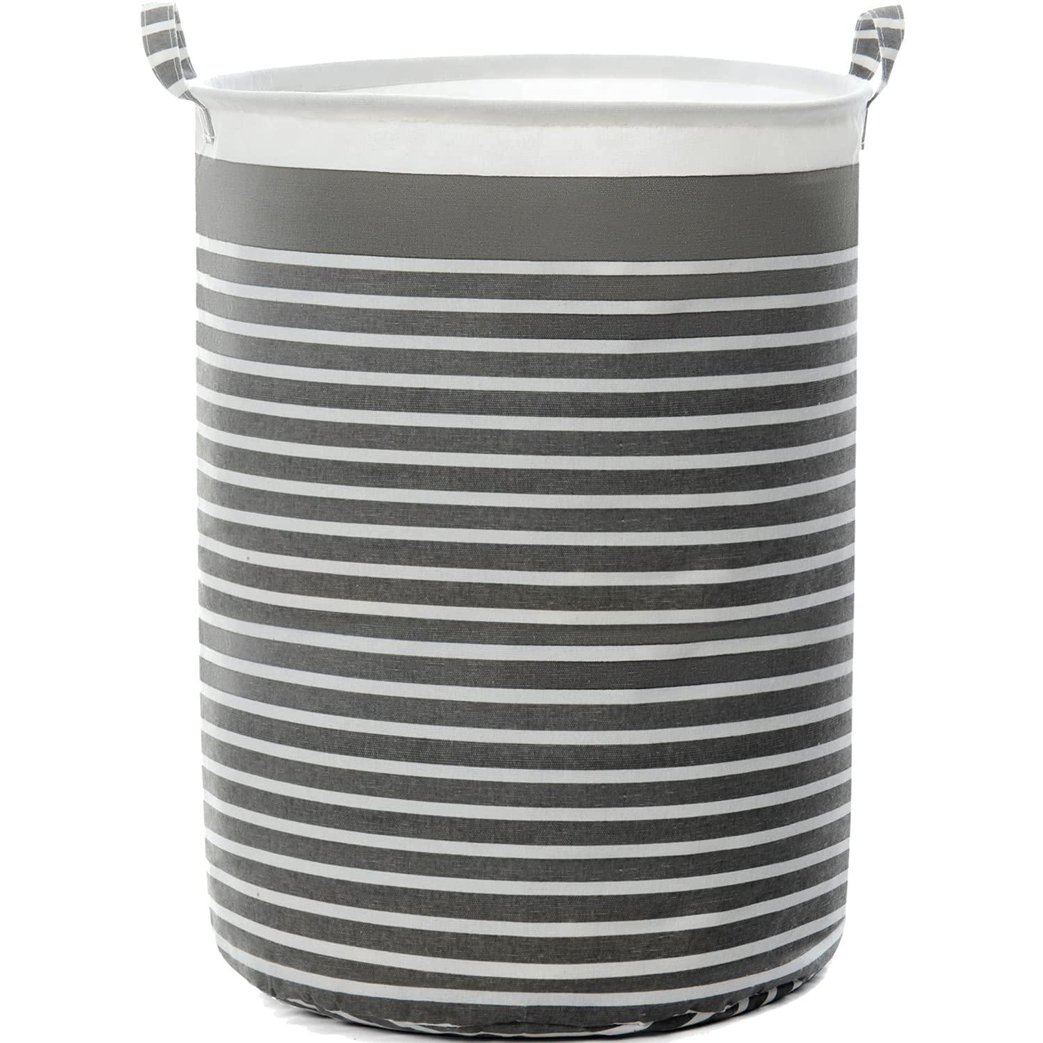 Wehuse Waterproof Fabric Laundry Hamper Collapsible, 22 Inch Tall Grey Thickened Canvas Dirty Clothes Hampers For Bedroom, Kids