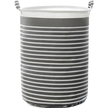 Wehuse Waterproof Fabric Laundry Hamper Collapsible, 22 Inch Tall Grey Thickened Canvas Dirty Clothes Hampers For Bedroom, Kids