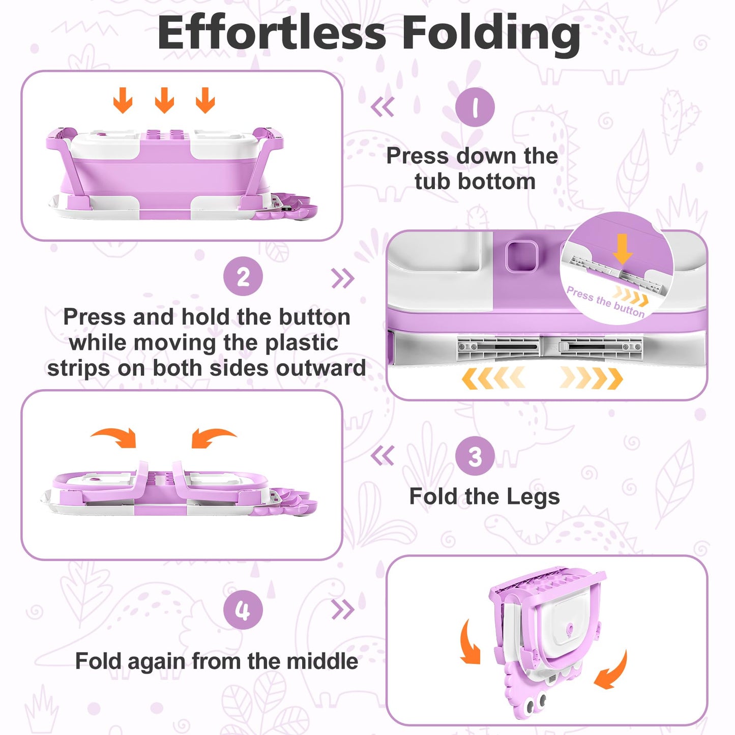 Collapsible Baby Bathtub For Newborns With Thermometer And Soft Floating Cushion Portable And Foldable Travel Baby Bath Tub For