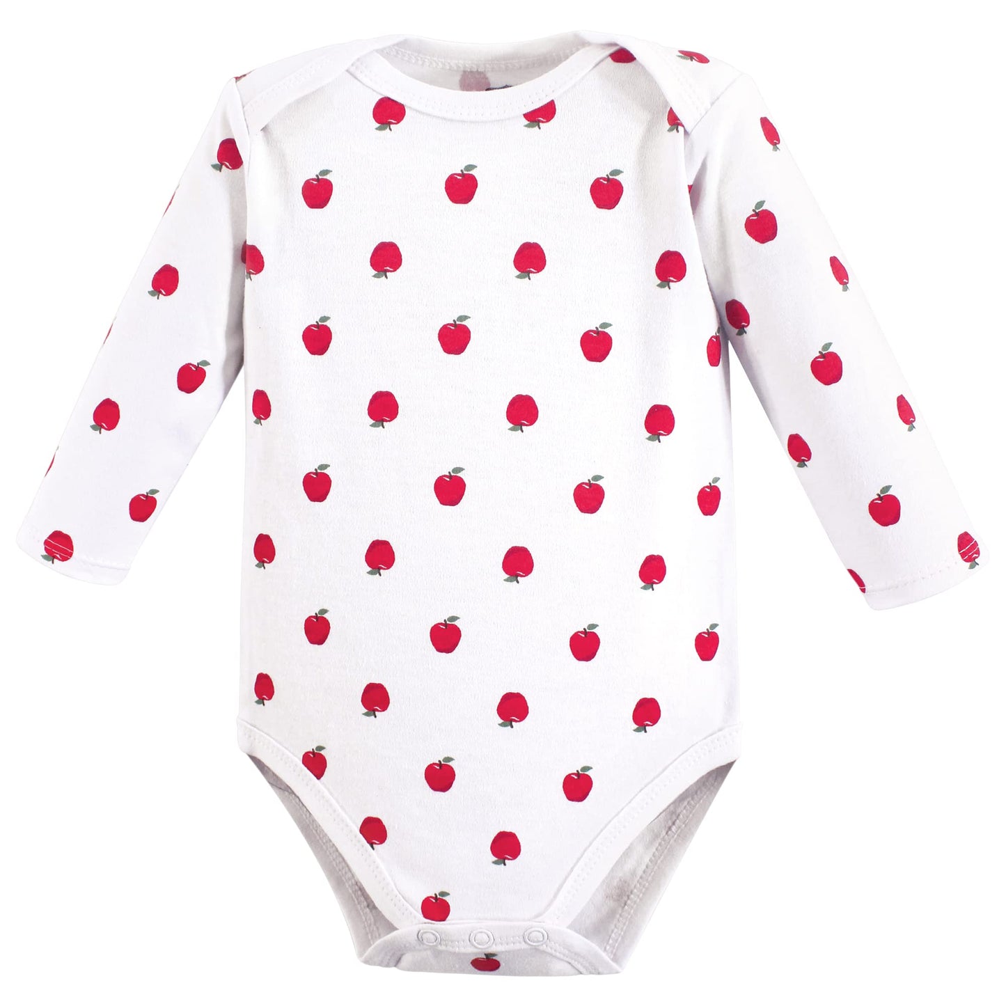 Hudson Baby Unisex Baby Cotton Long-Sleeve Bodysuits, Apple, 12-18 Months