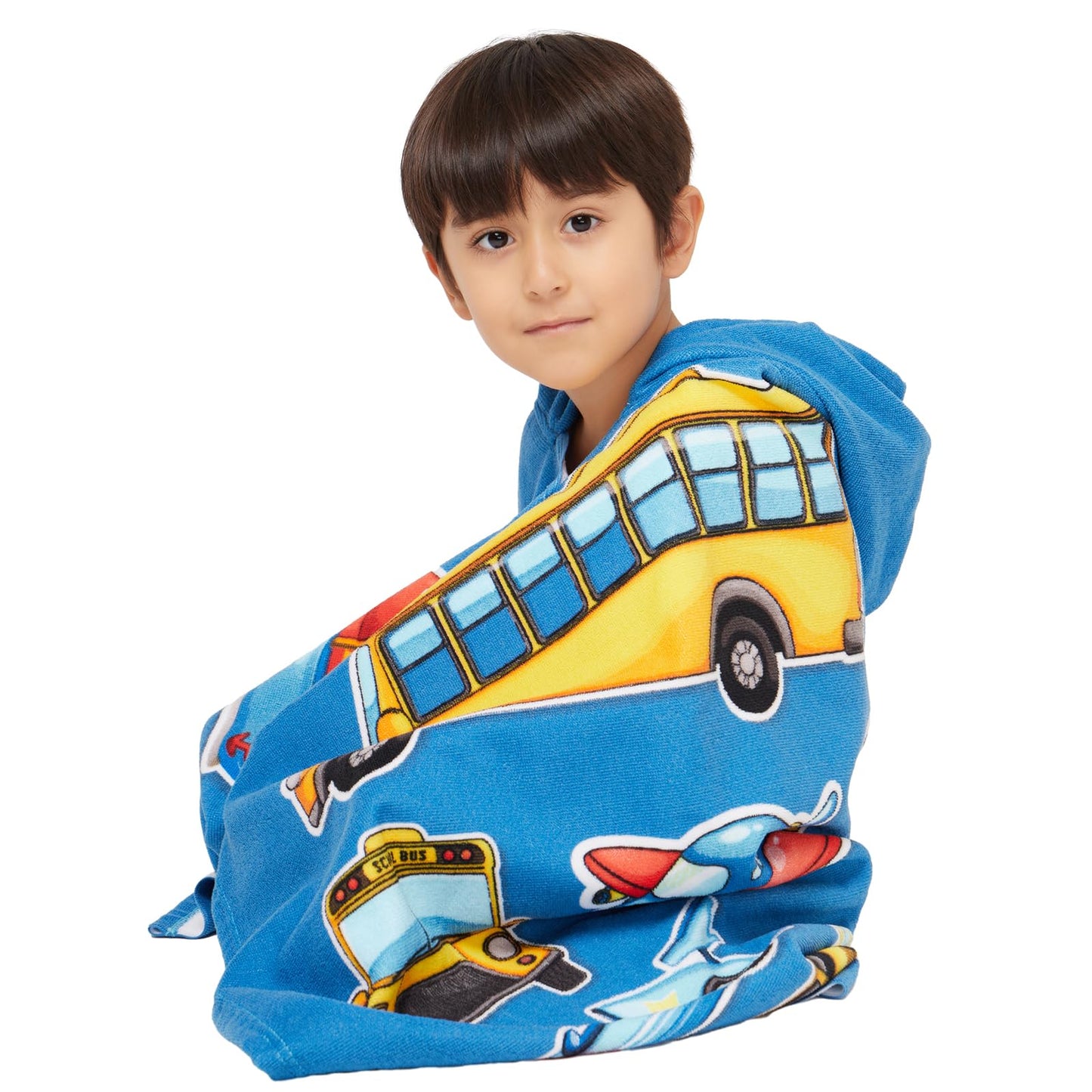 Gealaek Hooded Towel For Toddlers 2-10 Years Boys Girls Kids Bath Pool Beach Towel Wrap Soft Absorbent Beach Poncho(Cars)