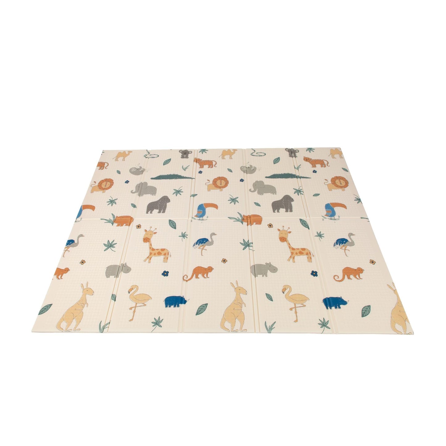 Nuby Reversible Baby Floor Mat - Foldable And Lightweight Baby Play Mat For Floor - Easy Storage And Travel - Safari