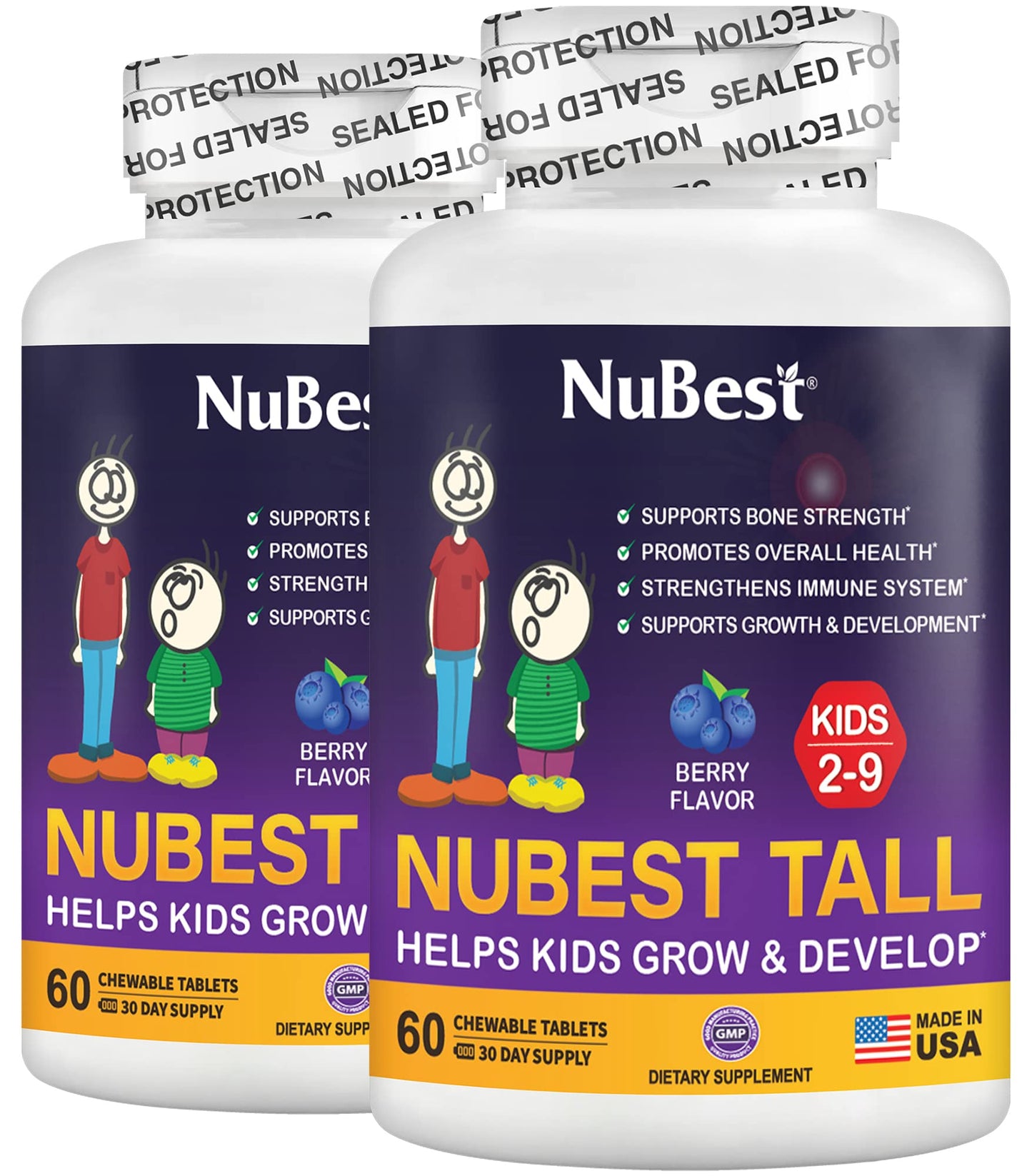 NuBest Tall Kids - Multivitamins & Minerals for Age 2 to 9 - Bone Strength & Immunity Support - Helps Kids, Toddlers Healthy - A