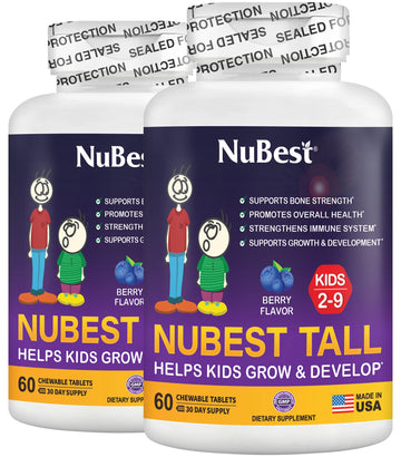 NuBest Tall Kids - Multivitamins & Minerals for Age 2 to 9 - Bone Strength & Immunity Support - Helps Kids, Toddlers Healthy - A