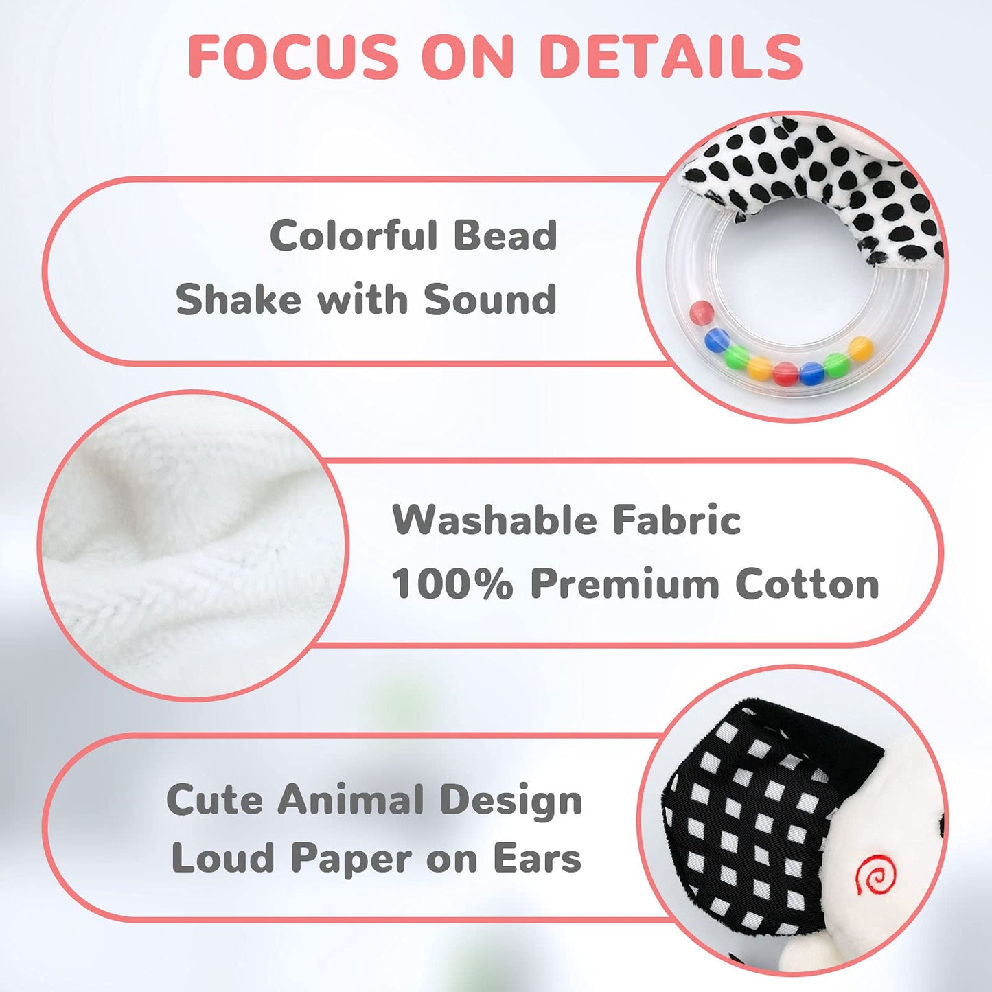 Baby Rattles 0-6 Months Newborn Toys Infant Toys 0-6 Months Rattles for Babies 0-6 Months Baby Toys 0-6 Months, Black and White