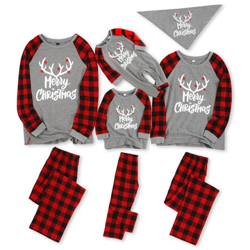 Iffei Matching Family Pajamas Sets Christmas Pj 'S With Letter And Plaid Printed Long Sleeve Tee And Bottom Loungewear 9-12M Gre