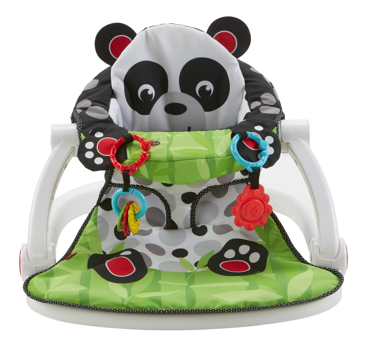 Fisher-Price Portable Baby Chair Sit-Me-Up Floor Seat With Developmental Toys And Crinkle & Squeaker Seat Pad, Panda Paws