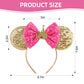 Seamoy Sequin Mouse Ears Headband, Rose Gold Mice Ears, Pink Bow Hairband, Sparkle Rose Gold Classic Red, Castle Pink