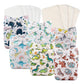 Babygoal Reusable Neutral Cloth Diapers 6 Pack with 10pcs Inserts, One Size Adjustable Washable Pocket Nappy Covers for Baby Boy