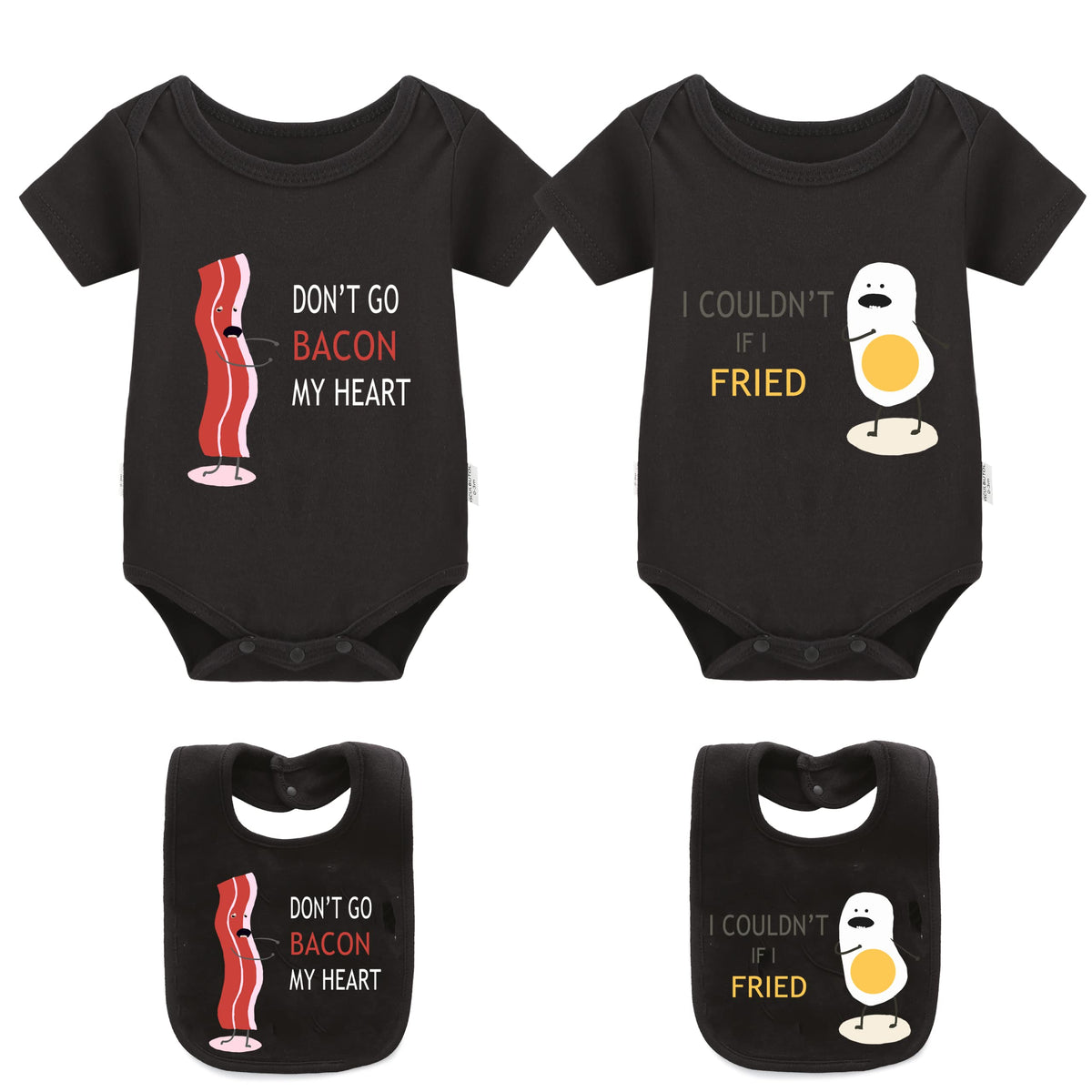 Ysculbutol Baby Bodysuits Unisex Boys Girls Long Sleeve White Twin Clothes Boy Girl Perfect Together Newborn To 12 Months (Black