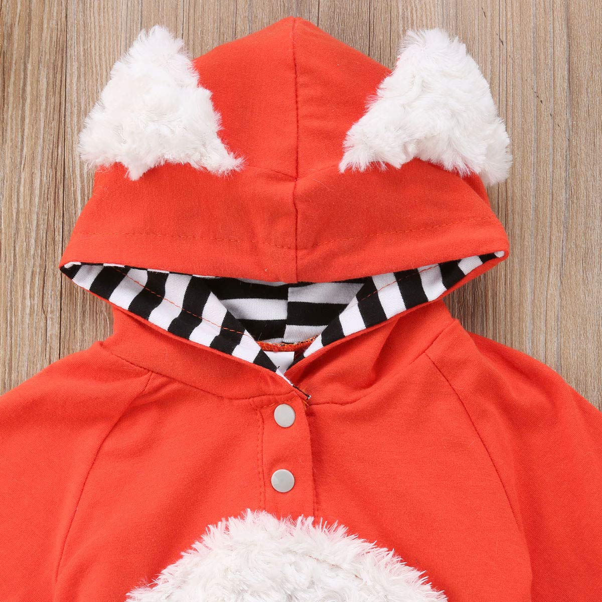 Newborn Baby Girl Boy Halloween Cosplay Cartoon Fox Coat Fur Bodysuit Jumpsuit Hooded Playsuit Romper Outfit (12-18 Months)