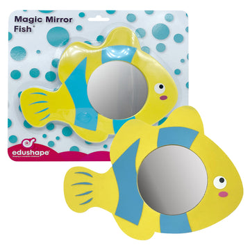 Edushape Magic Mirror Shapes, Fish Baby Mirror - Baby Bath Foam Toys Mirror - Stick-On Removable Baby Foam Bath Toys for Toddler