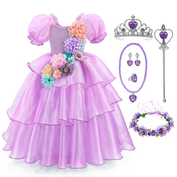 Tyhtym Mirabel Costume Girls Isabella Encanto Fantastic Summer Cartoon Halloween Printing Flower Style Outfit (4-5T, Isabella)