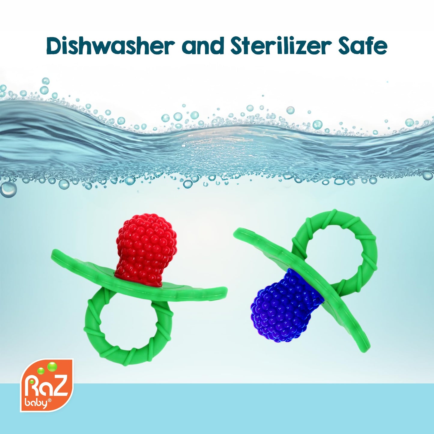 RaZbaby 2-Pack Silicone Berrybumps Baby Teething Toys - BPA Free, Hands Free Design, Teething Relief