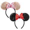 Chuangqi 2Pcs Mouse Ears Shiny Headbands 3D Bow, Double-Sided Sequins Hair Band For Birthday Party, Holiday Dress Up