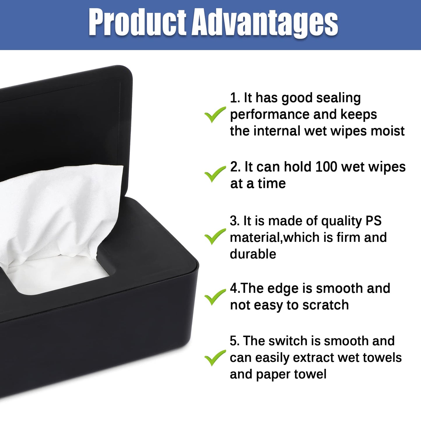 Novwang Wipes Dispenser, Baby Wipe Holder, Keeps Wipes Fresh, Refillable Wipe Container Baby Wipes Case For Bathroom Wipes Pouch