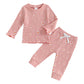 Baby Girl Fall Clothes Set Floral Print Long Sleeve Tops Pants Cute Infant Toddler Outfits 6 12 18 24 Months 2T (Daisy Pink, 18-