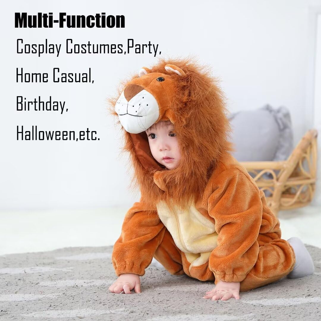 Qiaoniuniu Halloween Baby Lion Costumes With Mane, Toddler Outfit Infants Cosplay Romper 2-3 Years