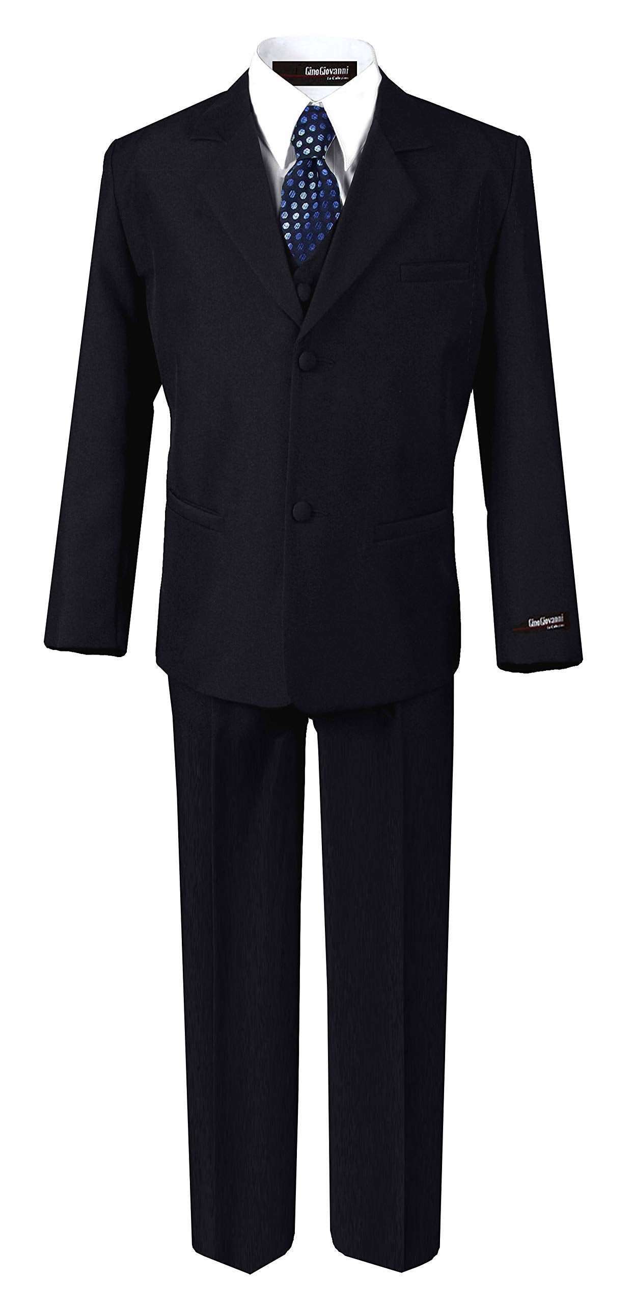 Us Fairytailes G186 Black/Blue Formal Boys Kids Dress Suit From Baby To Teen (Large/12-18 Months, Black/Blue)