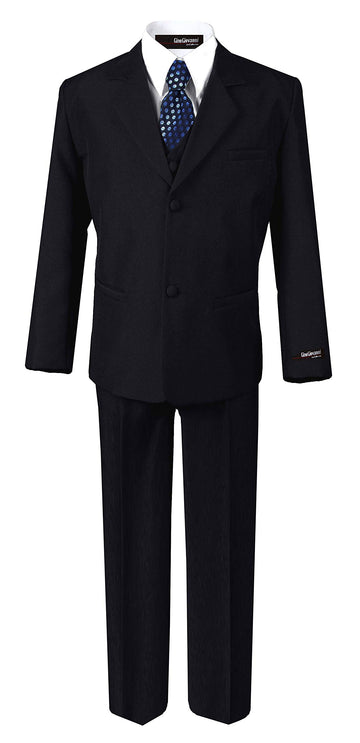 Us Fairytailes G186 Black/Blue Formal Boys Kids Dress Suit From Baby To Teen (Large/12-18 Months, Black/Blue)