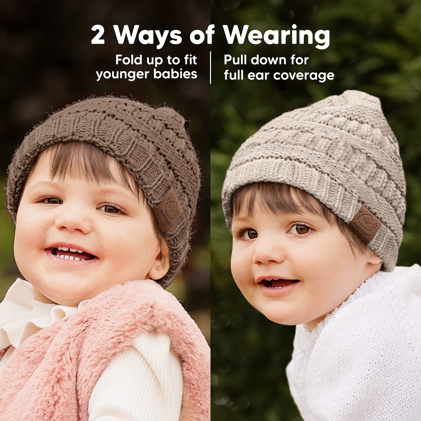 3-Pack Baby Beanies, Baby Hats - Newborn Hats, Baby Boy Hats, Baby Girl Hats For Winter (Pecan)