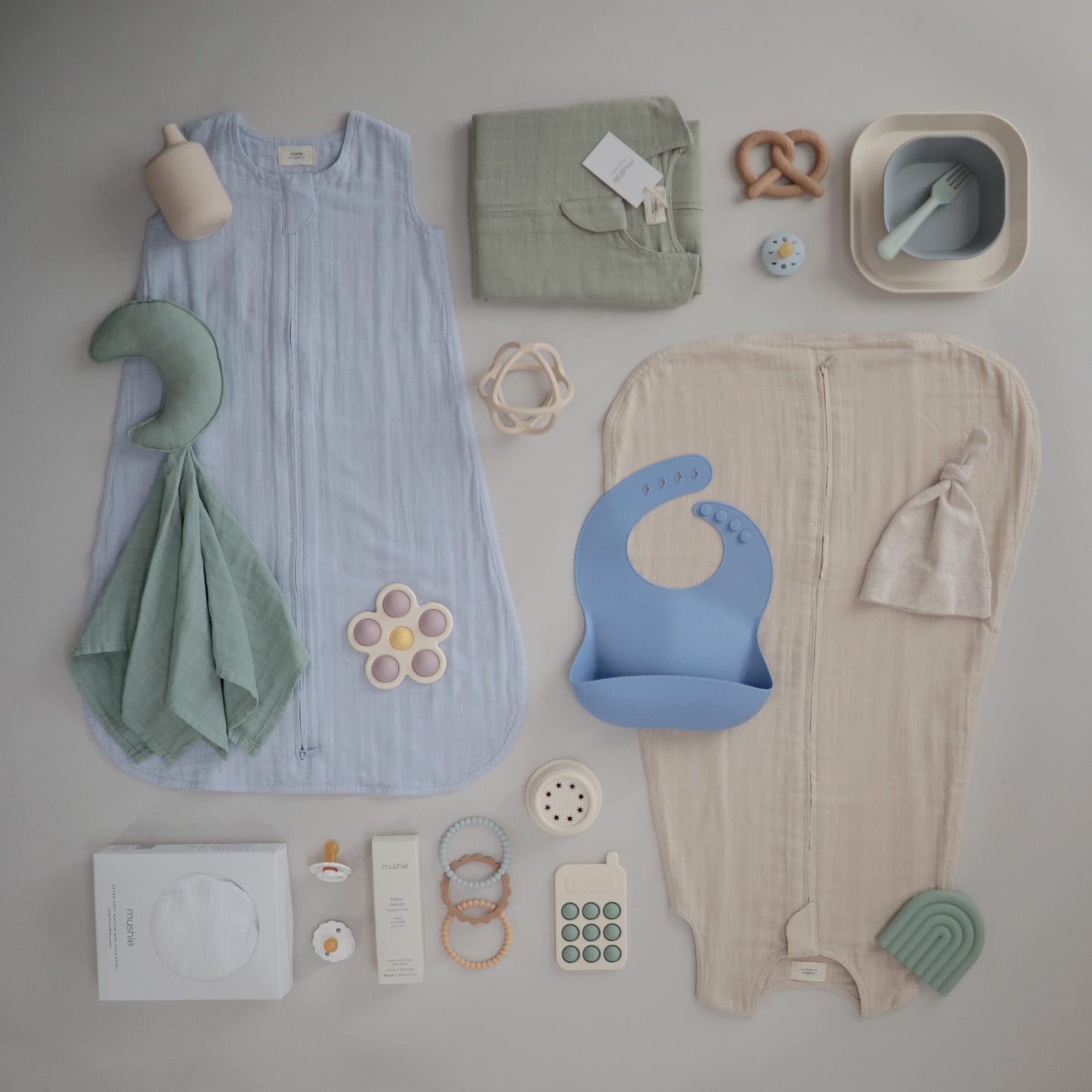 mushie Baby Wearable Blanket | 100% Organic Cotton Muslin | Sleeping Bag For Infants (Baby blue)