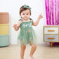 Titkkop Baby Girl 1St Birthday Clothes One Year Old Tulle Romper Sleeveless Bodysuit Cake Smash Outfits(Green,12-18M)