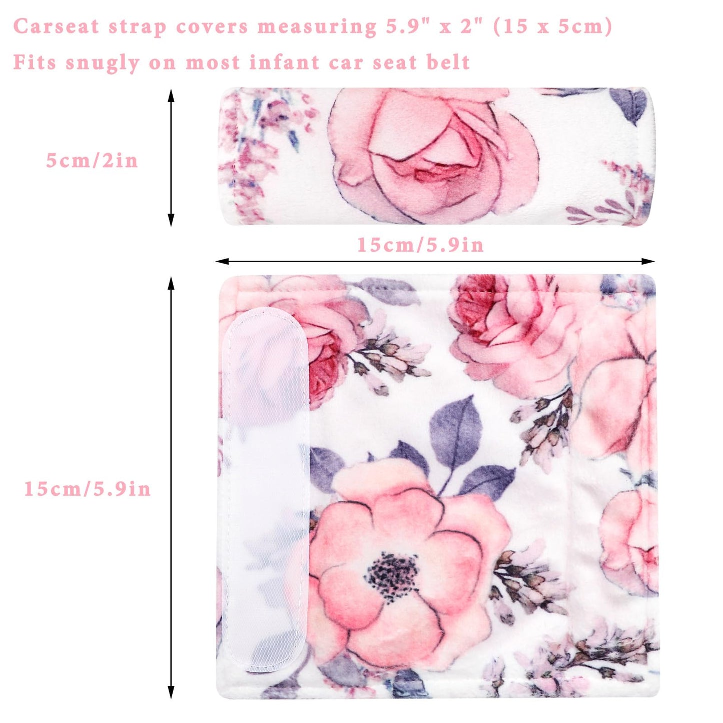 Car Seat Strap Cover For Babies, Soft Car Seat Belt Covers, Mink Car Seat Strap Shoulder Pads Girls, Pink Floral
