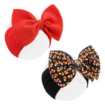 Lanmerry Halloween Baby Girl Bows Hair Accessories Headbands With Bows For Newborn Elastic Nylon Halloween Hairbands 2 Pcs