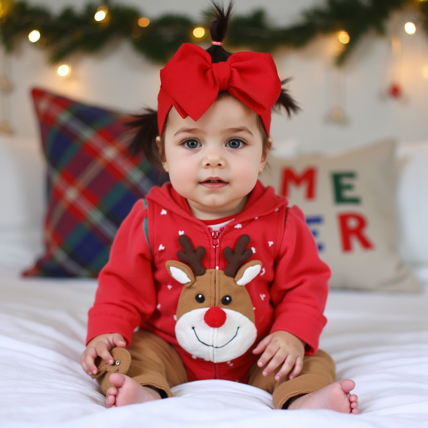 Qfv Baby Girl Bows Newborn Headband Valentines Infant Big Bows For Birthday/Baby Shower/Photography/Baby Gifts (Red & Love)