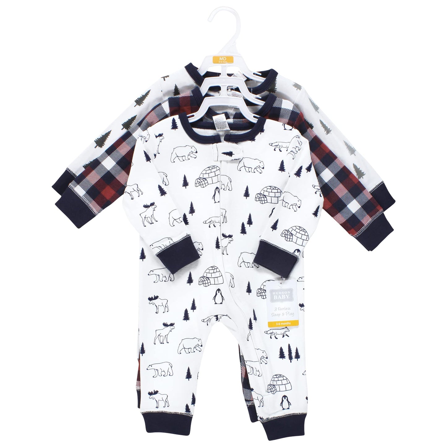 Hudson Baby Unisex Baby Cotton Sleep And Play, Winter Animals, 0-3 Months
