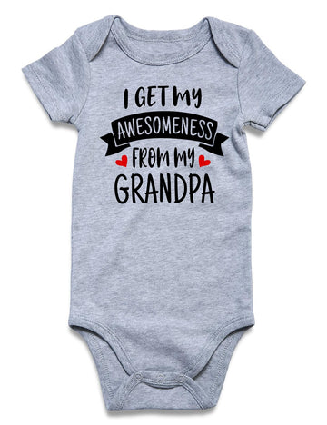 Funnycokid Infant Baby Boys Girls I Get My Awesomeness From Grandpa Grey Bodysuit Newborn Announcement Jumpsuit Funny Romper Gen
