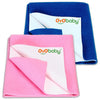 Oyo Baby Waterproof Baby Bed Protector Dry Sheets For New Born Babies | Reusable Mats | Cot & Bassinet Gift Pack (Royal Blue + P