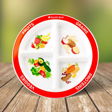 Health Beet Choose Myplate Portion Plate For Kids, Toddlers - Kids Nutrition Plates With Dividers From (English Language, Single
